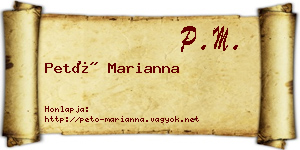 Pető Marianna névjegykártya